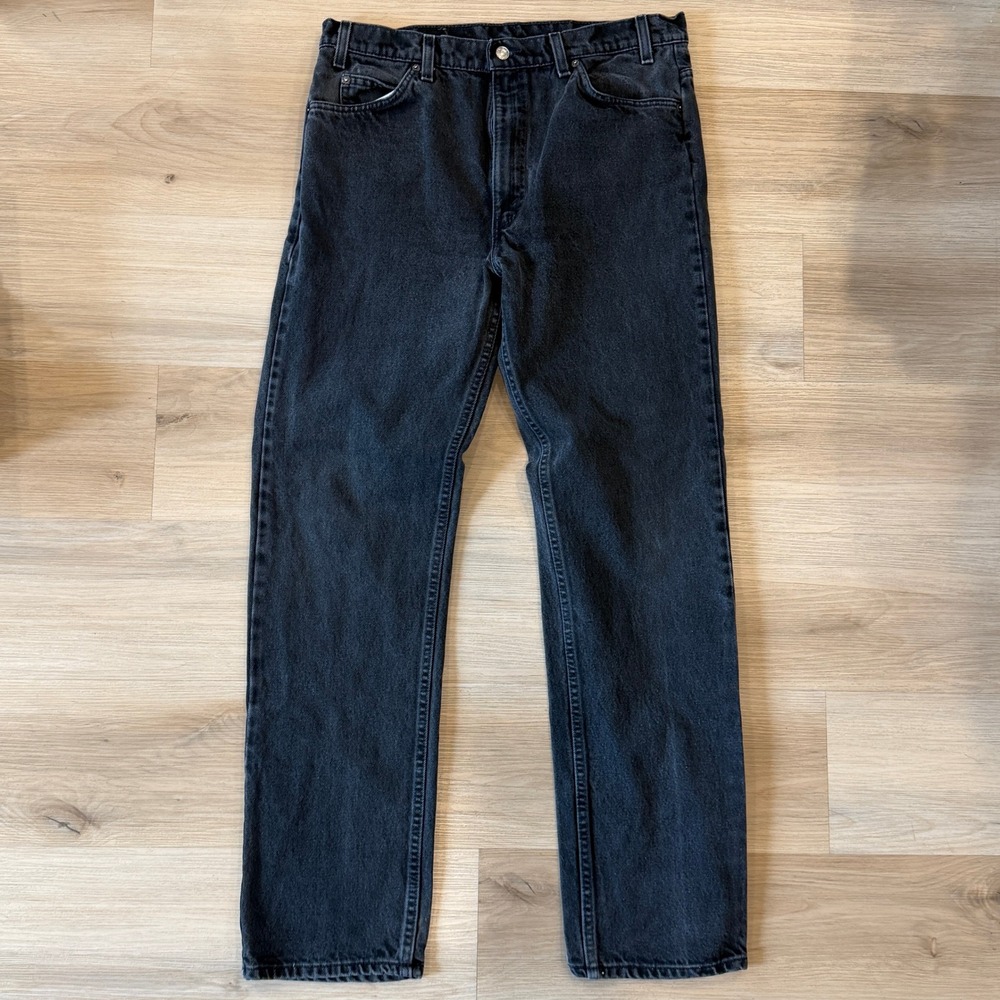 Men's Vintage Levis 505 Jeans 36x34, Faded Wash Black, Orange Tag, Straight Leg